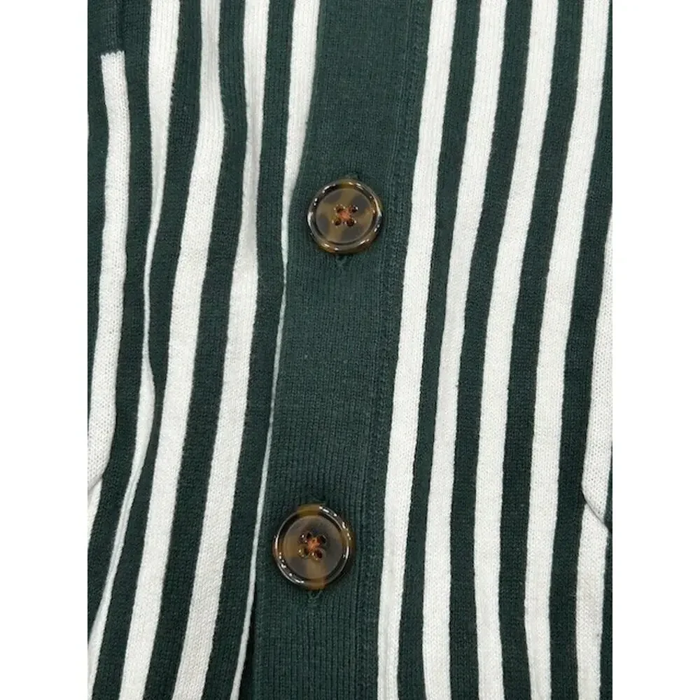 NWT Bogey Boys Mens Golf Cardigan Sweater Striped Heavyweight Green White Size L
